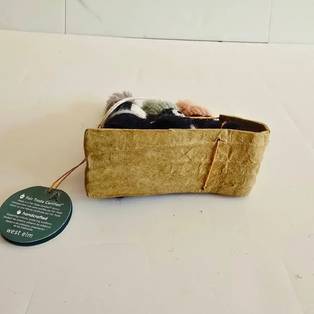 NWT West Elm Felted Penguin Sleigh Sled Fun Christmas Ornament